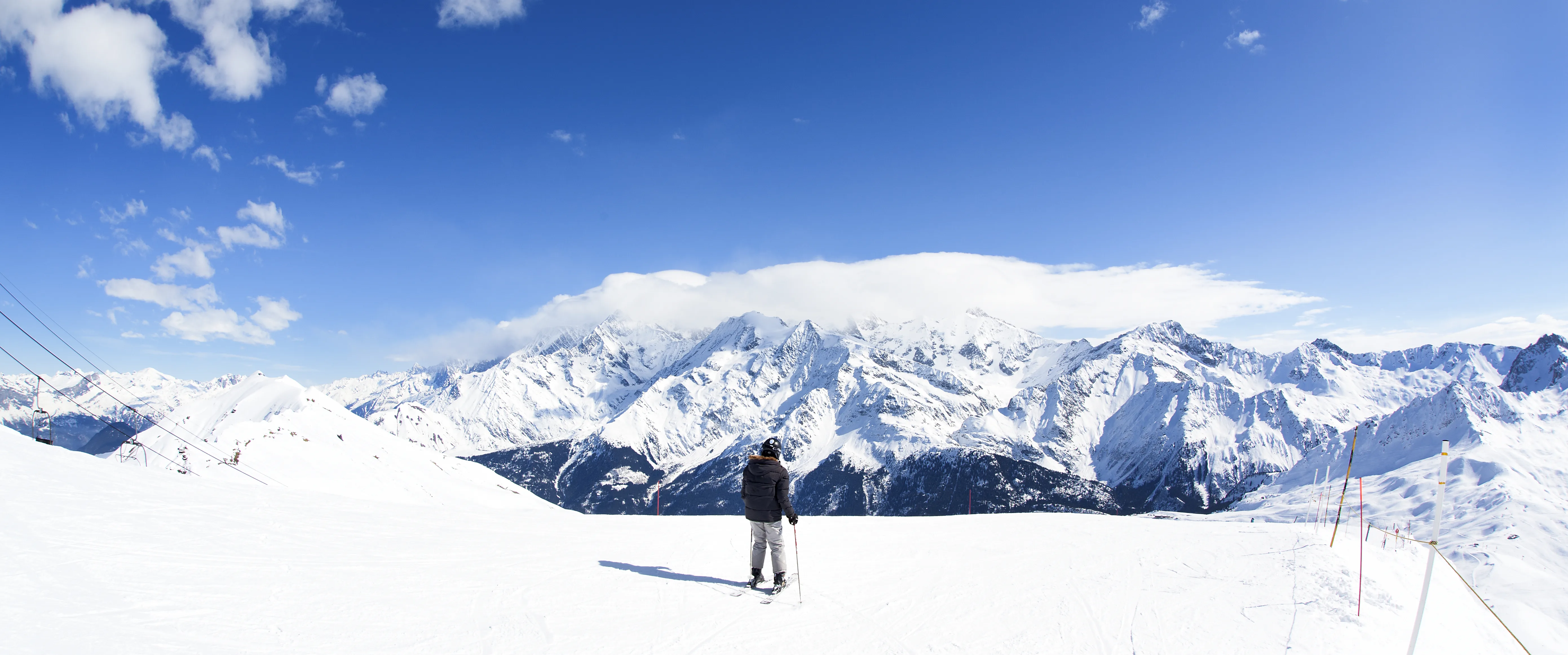 Snow-covered alpine landscape for outdoor apparel inspiration