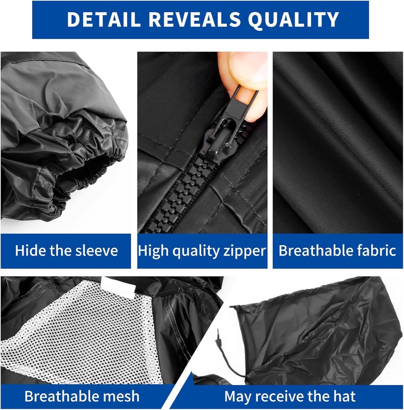 Adjustable Hood Hiking Rain Jacket detail