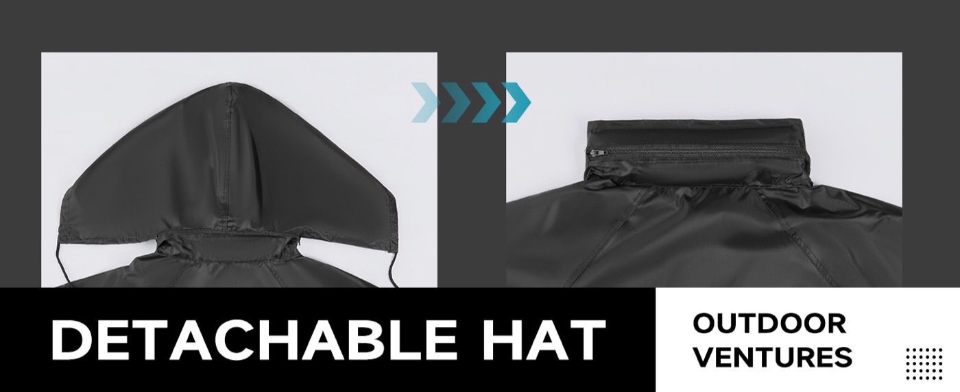 Adjustable Hood Hiking Rain Jacket detail