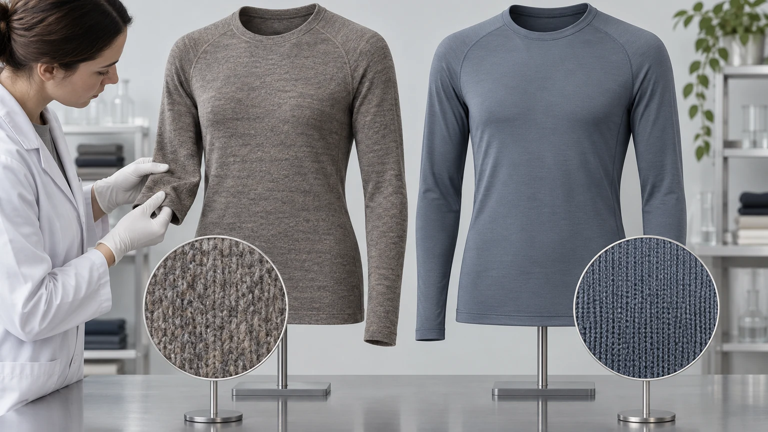 Text-free comparison of merino and synthetic base-layer fabrics