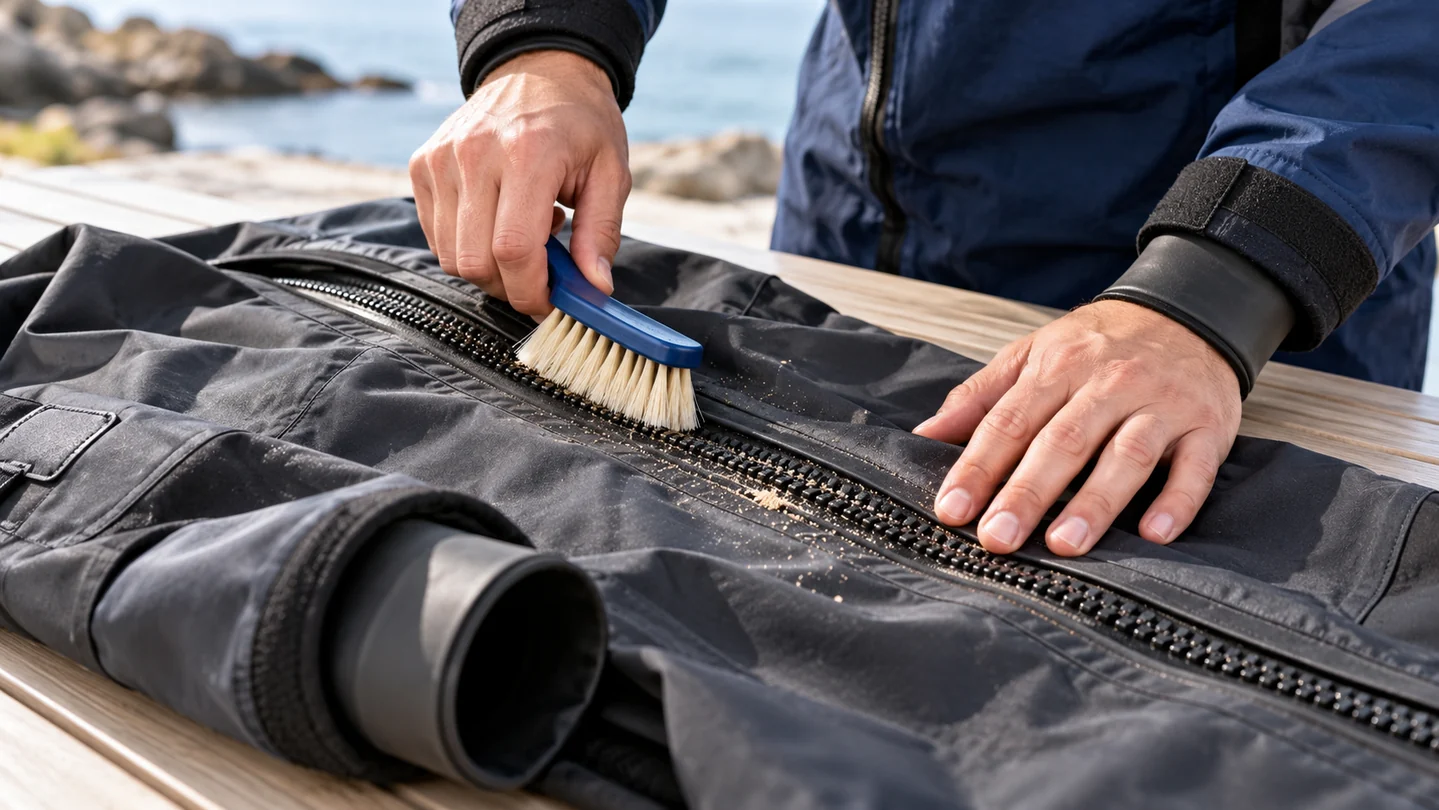 Remove grit gently and use the zipper manufacturer's own care instructions.