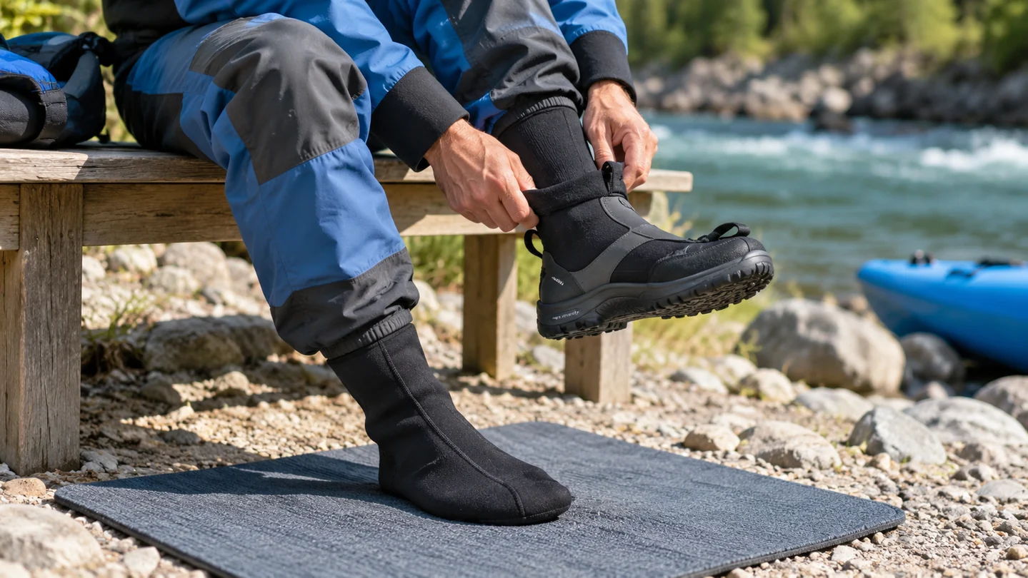Integrated socks need footwear volume and protection appropriate to the activity.